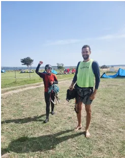 Returning from a kitesurfing lesson at Kite Me Up, Lo Stagnone