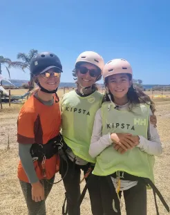 Mother and daughter getting ready for kitesurfing lesson at Kite Me Up